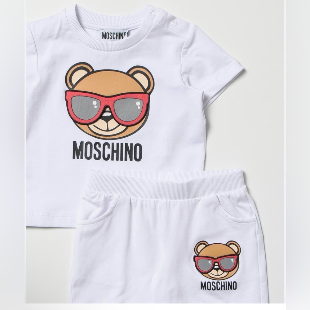 Moschino White Kids Matching Set with Bear Design